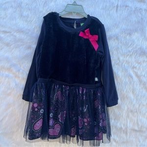 Dollie & Me tutu dress blue Size 6 floral pink bow
faux fur tulle long sleeve